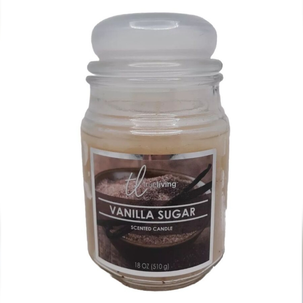True Living Vanilla Sugar Scented 18oz Candle New in Jar with Lid
